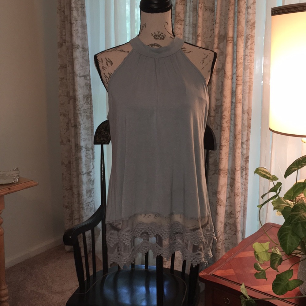 KENAR HALTER LACE BOTTOM TOP VINTAGE MINT